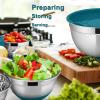 E-far Mixing Bowls with Lids Set, 23-Piece Stainless Steel Nesting Bowls with Blue Airtight Lids and Non-Slip Bottoms, Size 5, 3, 2.5, 1.5, 1, 0.5QT, Great for Baking/Mixing/Prepping/Serving