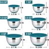 E-far Mixing Bowls with Lids Set, 23-Piece Stainless Steel Nesting Bowls with Blue Airtight Lids and Non-Slip Bottoms, Size 5, 3, 2.5, 1.5, 1, 0.5QT, Great for Baking/Mixing/Prepping/Serving