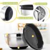 E-far Stainless Steel Mixing Bowls Set of 5, Size 7/3.5/2.5/1.5/1 QT, Metal Nesting Bowls with Black Airtight Lids & Non-Slip Bottoms, Great for Kitchen Cooking, Baking, Serving, Food Prep(Black)