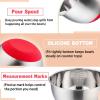 E-far Stainless Steel Mixing Bowls with Lids, Metal Mixing Bowl Set with 3 Graters, Long Handle, Pour Spout, Non-Slip Bottom & Stackable, Great for Cooking, Baking, Prepping, 5/3/1.5 QT – 3 PCS(Red)