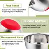 E-far Stainless Steel Mixing Bowls with Lids, Metal Mixing Bowl Set with 3 Graters, Long Handle, Pour Spout, Non-Slip Bottom & Stackable, Great for Cooking, Baking, Prepping, Set of 3-5/3/1.5 QT