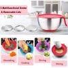 E-far Stainless Steel Mixing Bowls with Lids, Metal Mixing Bowl Set with 3 Graters, Long Handle, Pour Spout, Non-Slip Bottom & Stackable, Great for Cooking, Baking, Prepping, Set of 3-5/3/1.5 QT