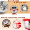 Mixing Bowls with Lids Set, E-far 23-Piece Stainless Steel Nesting Mixing Bowls with Colorful Airtight Lid and Non-Slip Bottoms, Size 5, 3, 2.5, 1.5, 1, 0.5QT, Great for Baking/Mixing/Prepping/Serving