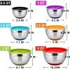 Mixing Bowls with Lids Set, E-far 23-Piece Stainless Steel Nesting Mixing Bowls with Colorful Airtight Lid and Non-Slip Bottoms, Size 5, 3, 2.5, 1.5, 1, 0.5QT, Great for Baking/Mixing/Prepping/Serving