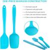 Silicone Spatula Set, E-far 5 PCS Heat Resistant Rubber Spatulas Utensils for Nonstick Cookware Baking Cooking Mixing, Seamless & Flexible, Dishwasher Safe – Blue