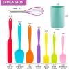 Silicone Spatula Set, E-far 9 PCS Heat Resistant Rubber Spatulas Kitchen Utensils for Nonstick Cookware Baking Cooking Mixing, Seamless & Flexible, Vibrant Colored & Dishwasher Safe
