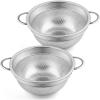 Colander Set of 2, E-far 3qt Stainless Steel Micro-Perforated Colander Small Metal Strainer with Handle for Kitchen/Draining Pasta/Rinsing Berry Fruits, Heavy Duty & Dishwasher Safe