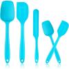 Silicone Spatula Set, E-far 5 PCS Heat Resistant Rubber Spatulas Utensils for Nonstick Cookware Baking Cooking Mixing, Seamless & Flexible, Dishwasher Safe – Blue