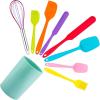 Silicone Spatula Set, E-far 9 PCS Heat Resistant Rubber Spatulas Kitchen Utensils for Nonstick Cookware Baking Cooking Mixing, Seamless & Flexible, Vibrant Colored & Dishwasher Safe