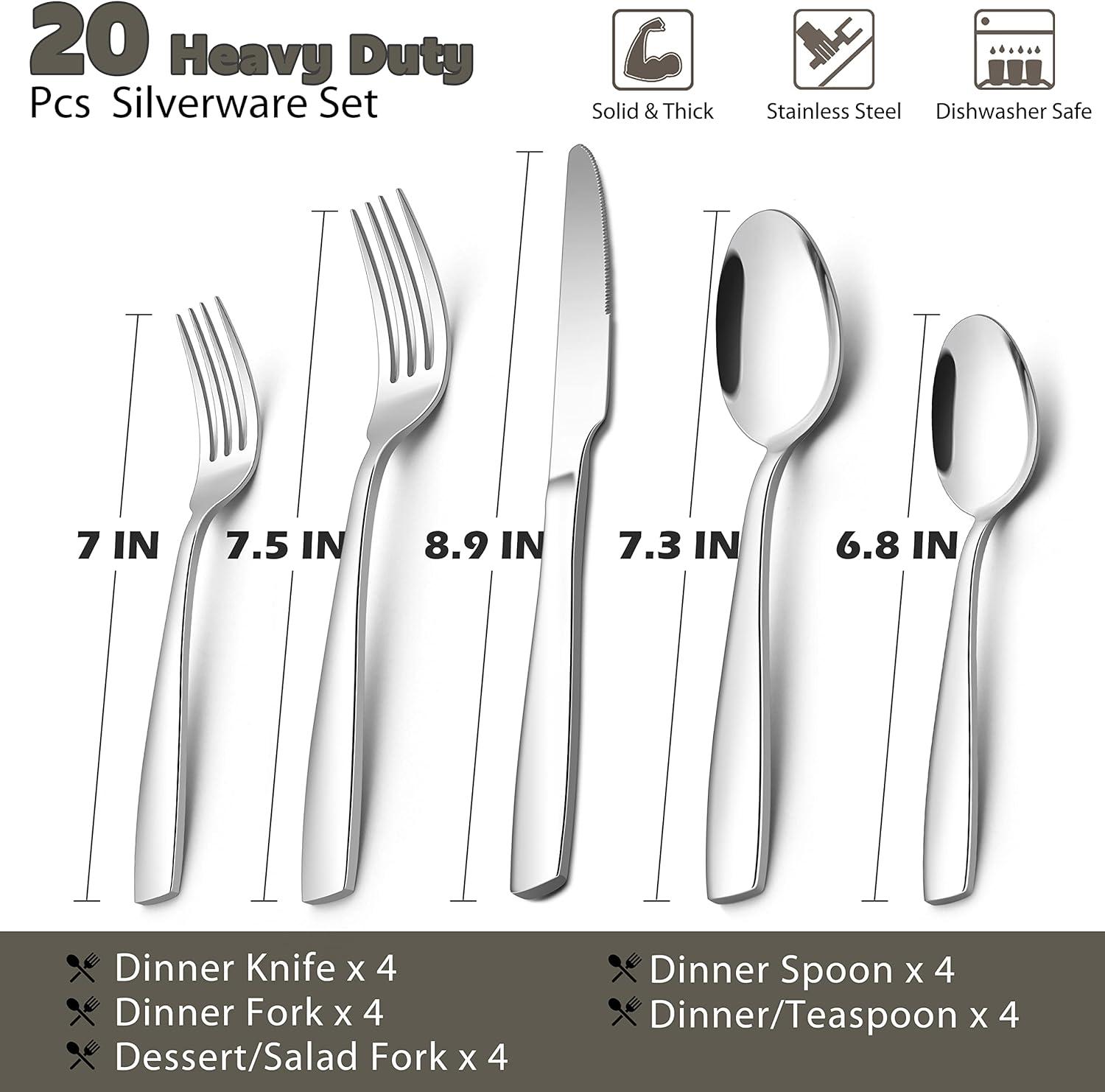 imageEfar Silverware Set for 2 10Piece Heavy Duty Stainless Steel Flatware Cutlery Set Mirror Polished amp Dishwasher Safe Includes Spoons and Forks Knives Ideal for Home Kitchen20