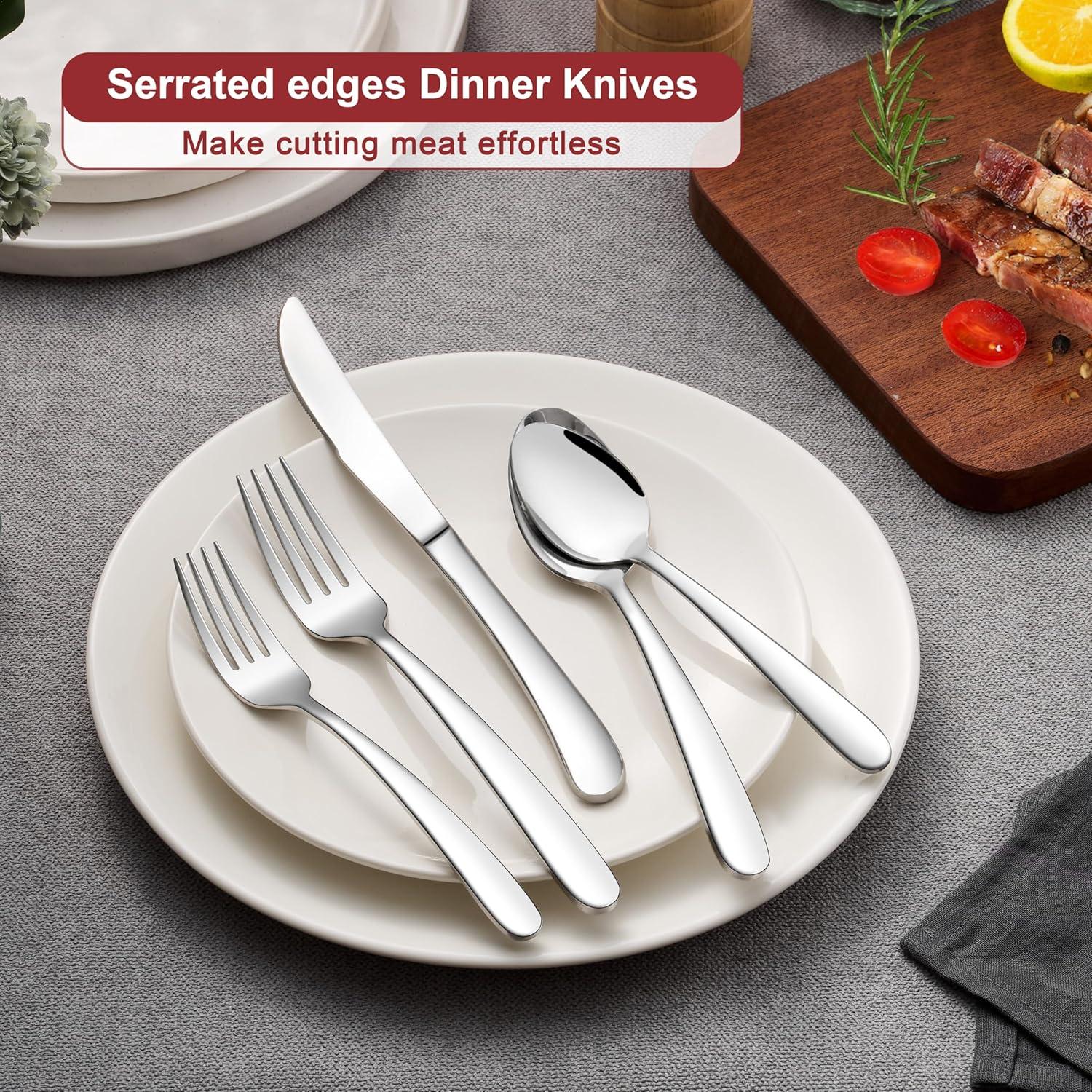 imageEfar Silverware Set for 2 10Piece Heavy Duty Stainless Steel Flatware Cutlery Set Mirror Polished amp Dishwasher Safe Includes Spoons and Forks Knives Ideal for Home Kitchen60
