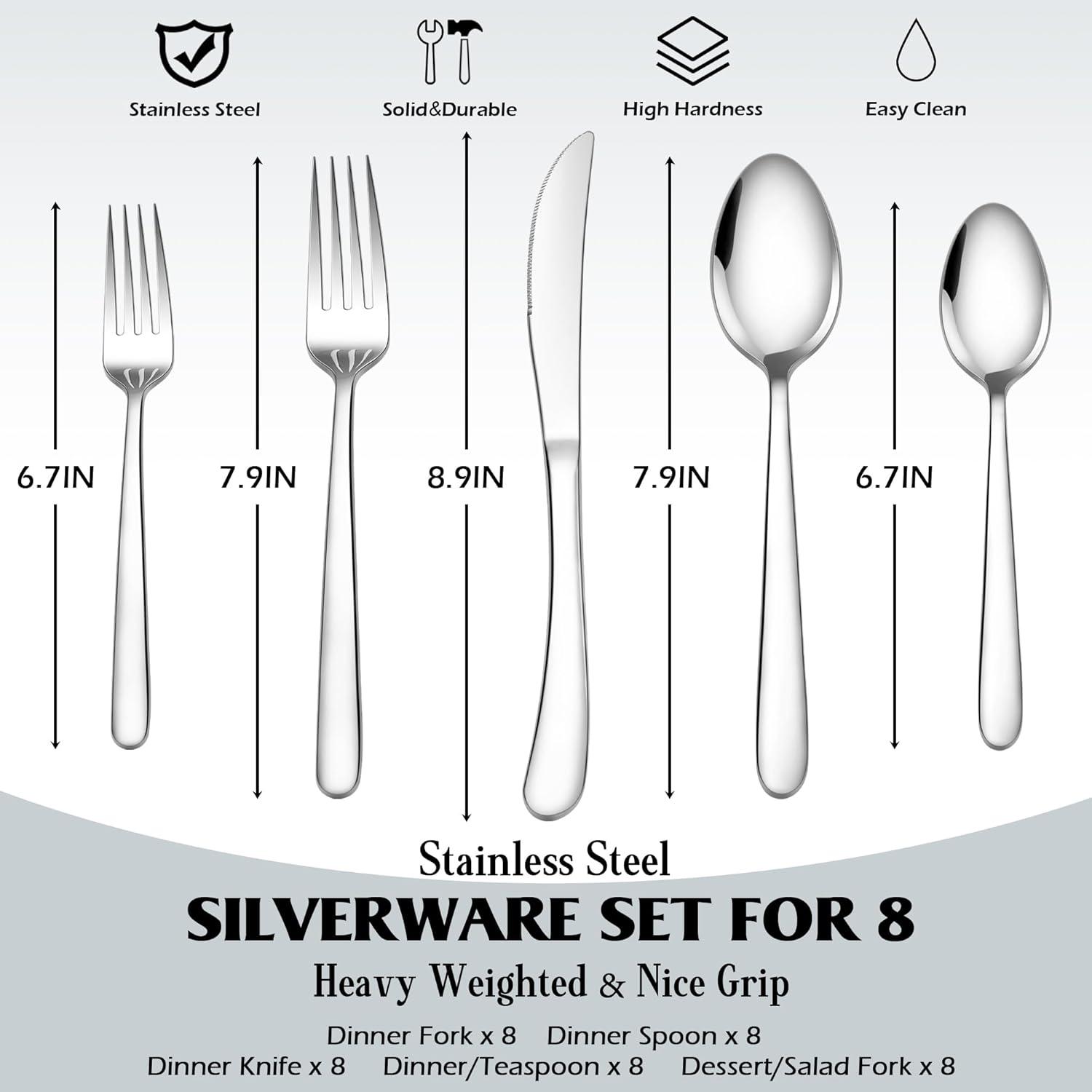 imageEfar Silverware Set for 2 10Piece Heavy Duty Stainless Steel Flatware Cutlery Set Mirror Polished amp Dishwasher Safe Includes Spoons and Forks Knives Ideal for Home Kitchen40