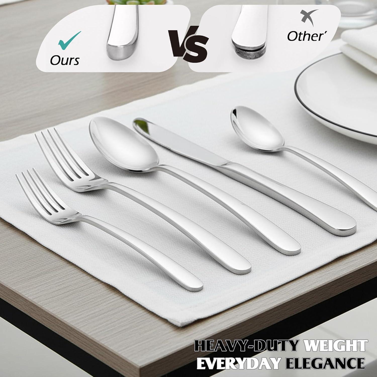imageEfar Silverware Set for 2 10Piece Heavy Duty Stainless Steel Flatware Cutlery Set Mirror Polished amp Dishwasher Safe Includes Spoons and Forks Knives Ideal for Home Kitchen40