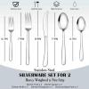 E-far Silverware Set for 2, 10-Piece Heavy Duty Stainless Steel Flatware Cutlery Set, Mirror Polished & Dishwasher Safe – Includes Spoons and Forks Knives Ideal for Home Kitchen(10)