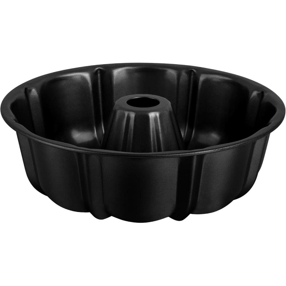 imageEfar 10 Inch Nonstick Cake Pan Heavy Duty Carbon Steel Tube Fluted Round Baking PanBuntz Pound Cake Pan MoldTube Bakeware Easy Release amp Easy to Clean 10 Cup BlackBlack
