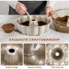 E-far 10 Inch Non-stick Cake Pan, Heavy Duty Carbon Steel Tube Fluted Round Baking Pan,Buntz Pound Cake Pan Mold,Tube Bakeware, Easy Release & Easy to Clean, 10 Cup, Black(Champagne Gold)