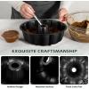E-far 10 Inch Non-stick Cake Pan, Heavy Duty Carbon Steel Tube Fluted Round Baking Pan,Buntz Pound Cake Pan Mold,Tube Bakeware, Easy Release & Easy to Clean, 10 Cup, Black(Black)
