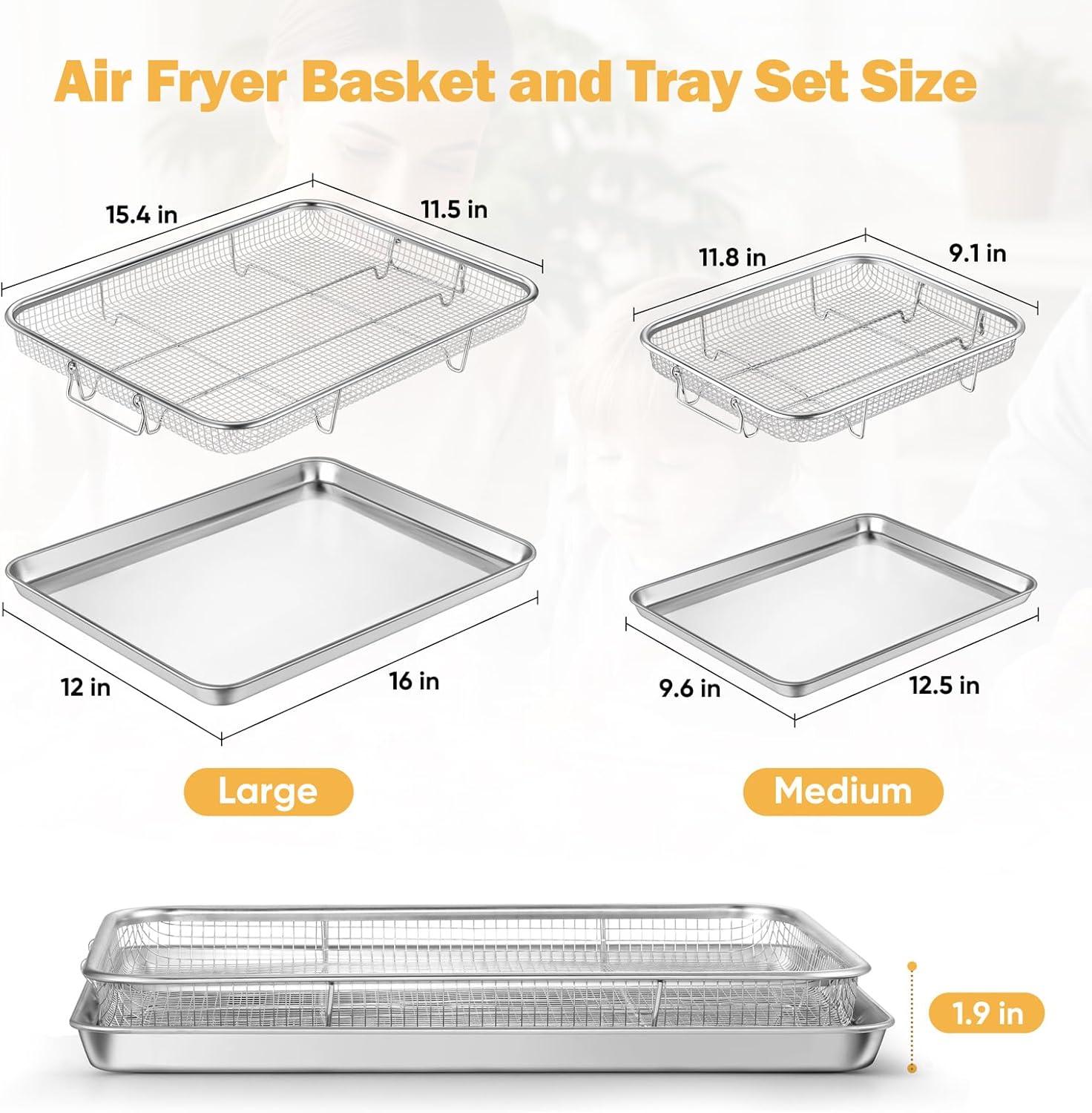 imageEfar Air Fryer Basket for Oven Large 16 x 12 Stainless Steel Air Fryer Pan and Crisper Tray Air Fryer Rack with Baking Pan for Crisper Foods Frying Baking Roasting Dishwasher Safe4