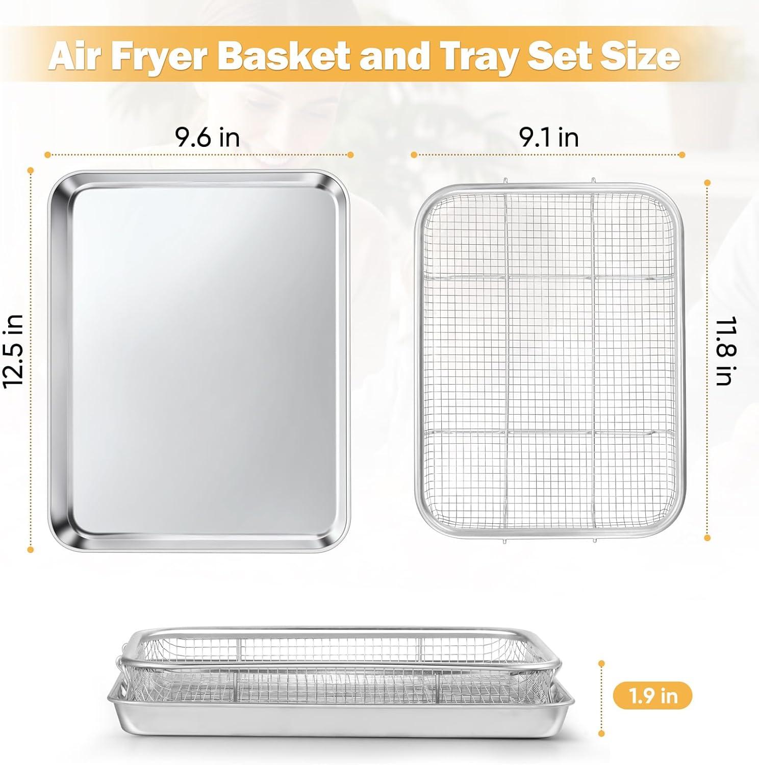 imageEfar Air Fryer Basket for Oven Large 16 x 12 Stainless Steel Air Fryer Pan and Crisper Tray Air Fryer Rack with Baking Pan for Crisper Foods Frying Baking Roasting Dishwasher Safe2