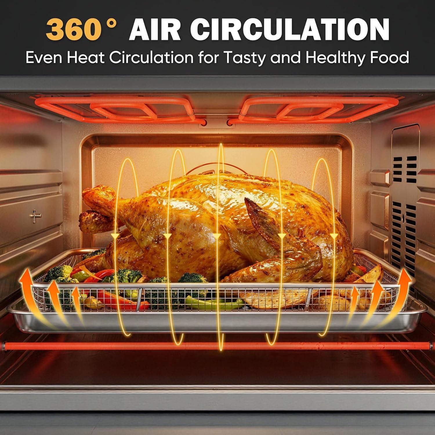 imageEfar Air Fryer Basket for Oven Large 16 x 12 Stainless Steel Air Fryer Pan and Crisper Tray Air Fryer Rack with Baking Pan for Crisper Foods Frying Baking Roasting Dishwasher Safe4