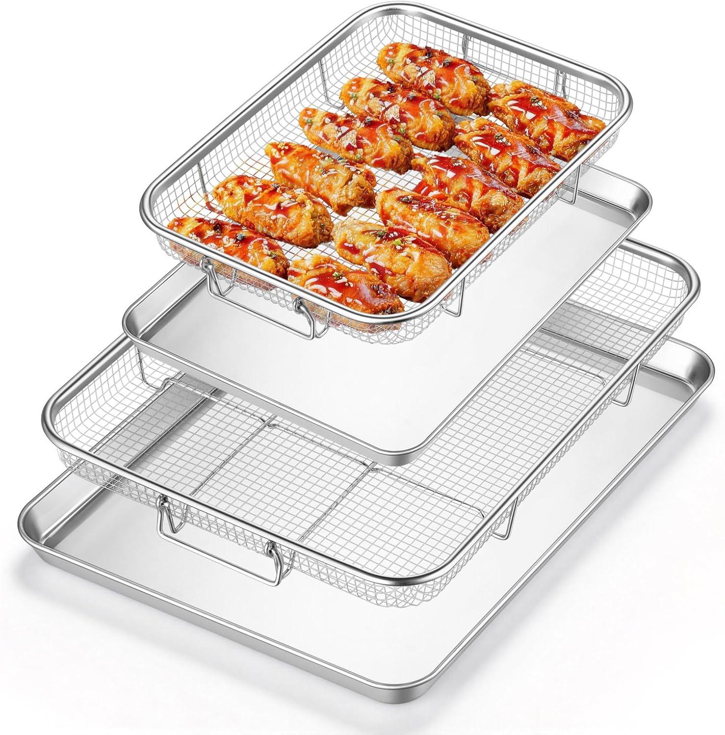imageEfar Air Fryer Basket for Oven Large 16 x 12 Stainless Steel Air Fryer Pan and Crisper Tray Air Fryer Rack with Baking Pan for Crisper Foods Frying Baking Roasting Dishwasher Safe4
