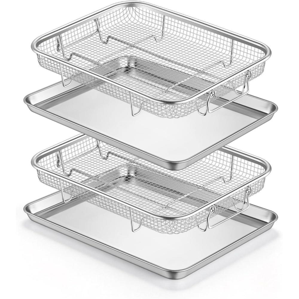 imageEfar Air Fryer Basket for Oven Large 16 x 12 Stainless Steel Air Fryer Pan and Crisper Tray Air Fryer Rack with Baking Pan for Crisper Foods Frying Baking Roasting Dishwasher Safe4