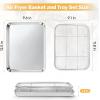 E-far Air Fryer Basket for Oven, Large 16” x 12” Stainless Steel Air Fryer Pan and Crisper Tray, Air Fryer Rack with Baking Pan for Crisper Foods Frying Baking Roasting, Dishwasher Safe(2)