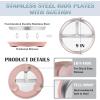E-far Stainless Steel Toddler Plates with Suction – 9″ Kids Plates, 4-Pack Divided Unbreakable & Non-Slip Baby Dishes with Removable Silicone Sleeves, Dishwasher Safe