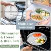 E-far Stainless Steel Toddler Plates with Suction – 9″ Kids Plates, 4-Pack Divided Unbreakable & Non-Slip Baby Dishes with Removable Silicone Sleeves, Dishwasher Safe