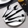 E-far Silverware Set Copper Color Service for 4, 20 Piece Brass Gold Stainless Steel Flatware Cutlery Set, Perfect for Wedding/Party/Restaurant/Hotel, Mirror Polished & Dishwasher Safe(Black – Streamlined Handle)