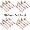 E-far Silverware Set Copper Color Service for 4, 20 Piece Brass Gold Stainless Steel Flatware Cutlery Set, Perfect for Wedding/Party/Restaurant/Hotel, Mirror Polished & Dishwasher Safe(Copper – Streamlined Handle)