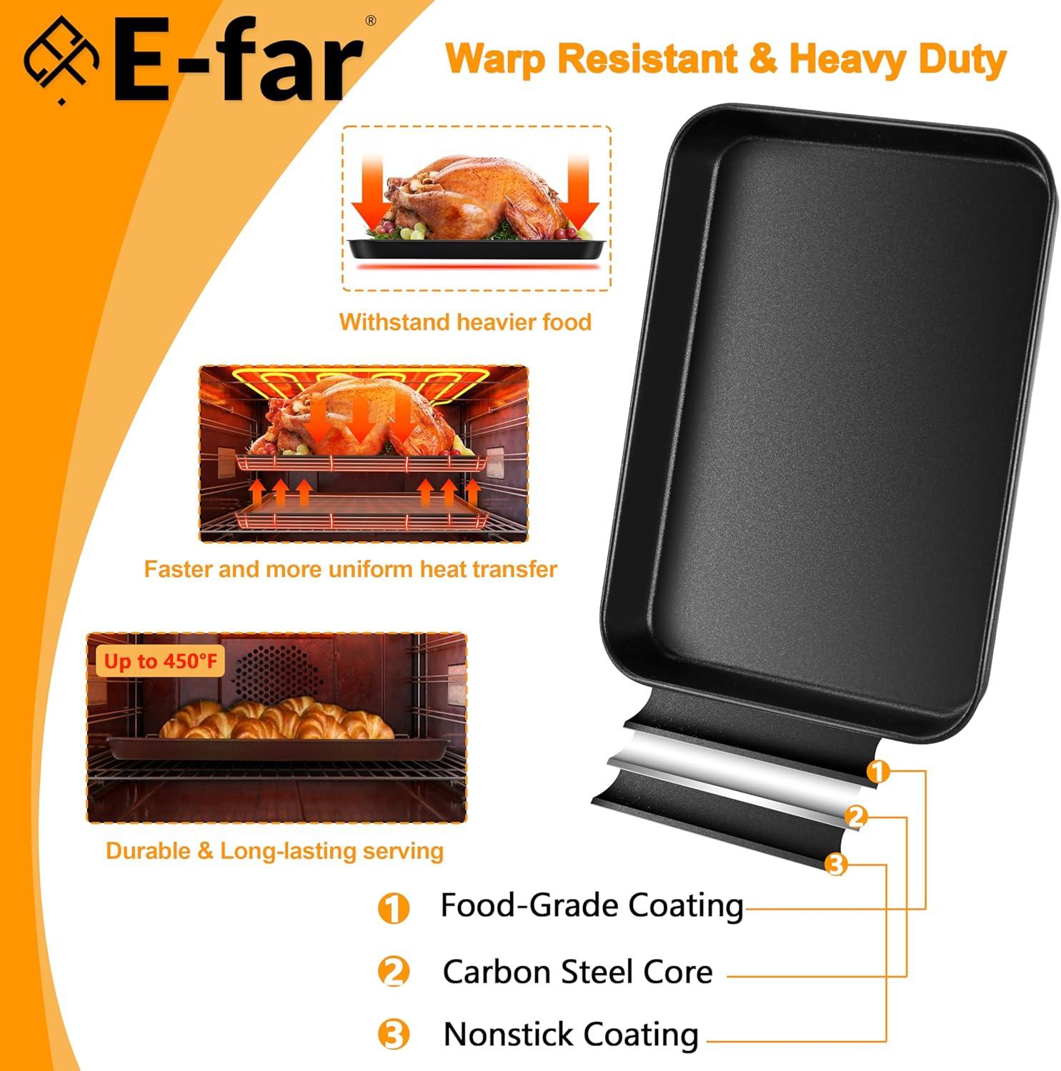 imageEfar Nonstick Baking Sheet with Rack Set 16 x 12 x 1 Inch Cookie Sheet Baking Pans with Cooling Racks Warp Resistant amp HeavyDuty NonToxic amp Easy Clean 2 Pans 2 Racks9x7x1