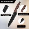 E-far Knife Set with Block, 15 Pieces Kitchen Knife Block Set with Sharpener, High Carbon Stainless Steel Sharp Chef Knife Set with Ergonomic Handles, Anti Rust, White(Walnut)