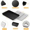 E-far Nonstick Baking Sheet with Rack Set, 16 x 12 x 1 Inch Cookie Sheet Baking Pans with Cooling Racks, Warp Resistant & Heavy-Duty, Non-Toxic & Easy Clean (2 Pans + 2 Racks)(12.5”x9.5”x1”)
