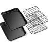 E-far Nonstick Baking Sheet with Rack Set, 16 x 12 x 1 Inch Cookie Sheet Baking Pans with Cooling Racks, Warp Resistant & Heavy-Duty, Non-Toxic & Easy Clean (2 Pans + 2 Racks)(9”x7”x1”)