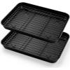 E-far Nonstick Baking Sheet with Rack Set, 16 x 12 x 1 Inch Cookie Sheet Baking Pans with Cooling Racks, Warp Resistant & Heavy-Duty, Non-Toxic & Easy Clean (2 Pans + 2 Racks)(10.5”x8”x1”)