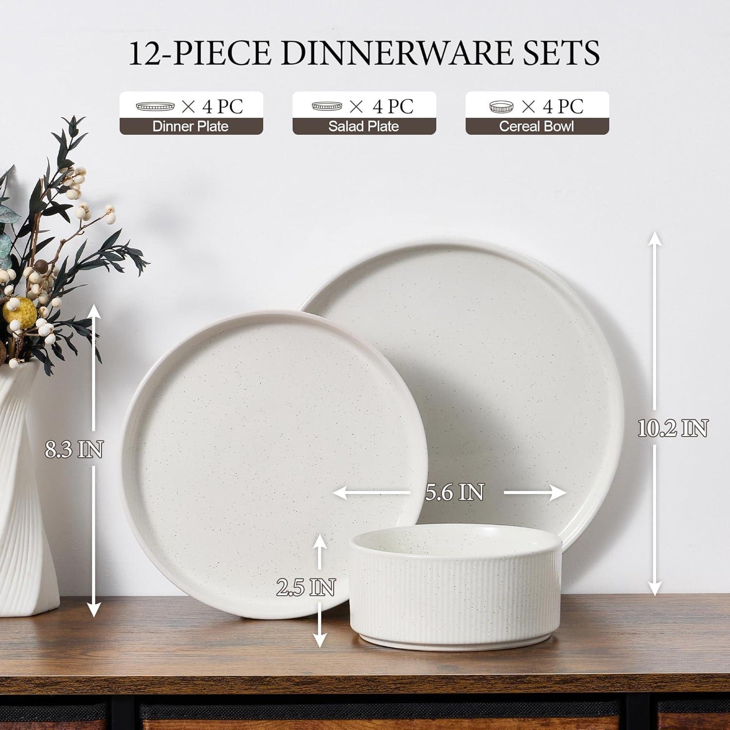 imageEfar Stoneware Dinnerware Sets for 2 6Piece Plates and Bowls Sets Chip amp Scratch Resistant Ribbed Dish Set for Home Restaurant Microwave amp Dishwasher Safe Midnight BlueSpeckled White