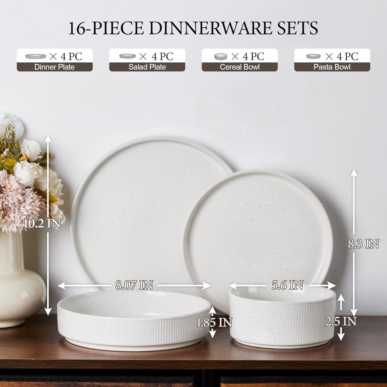imageEfar Stoneware Dinnerware Sets for 2 6Piece Plates and Bowls Sets Chip amp Scratch Resistant Ribbed Dish Set for Home Restaurant Microwave amp Dishwasher Safe Midnight BlueSpeckled White