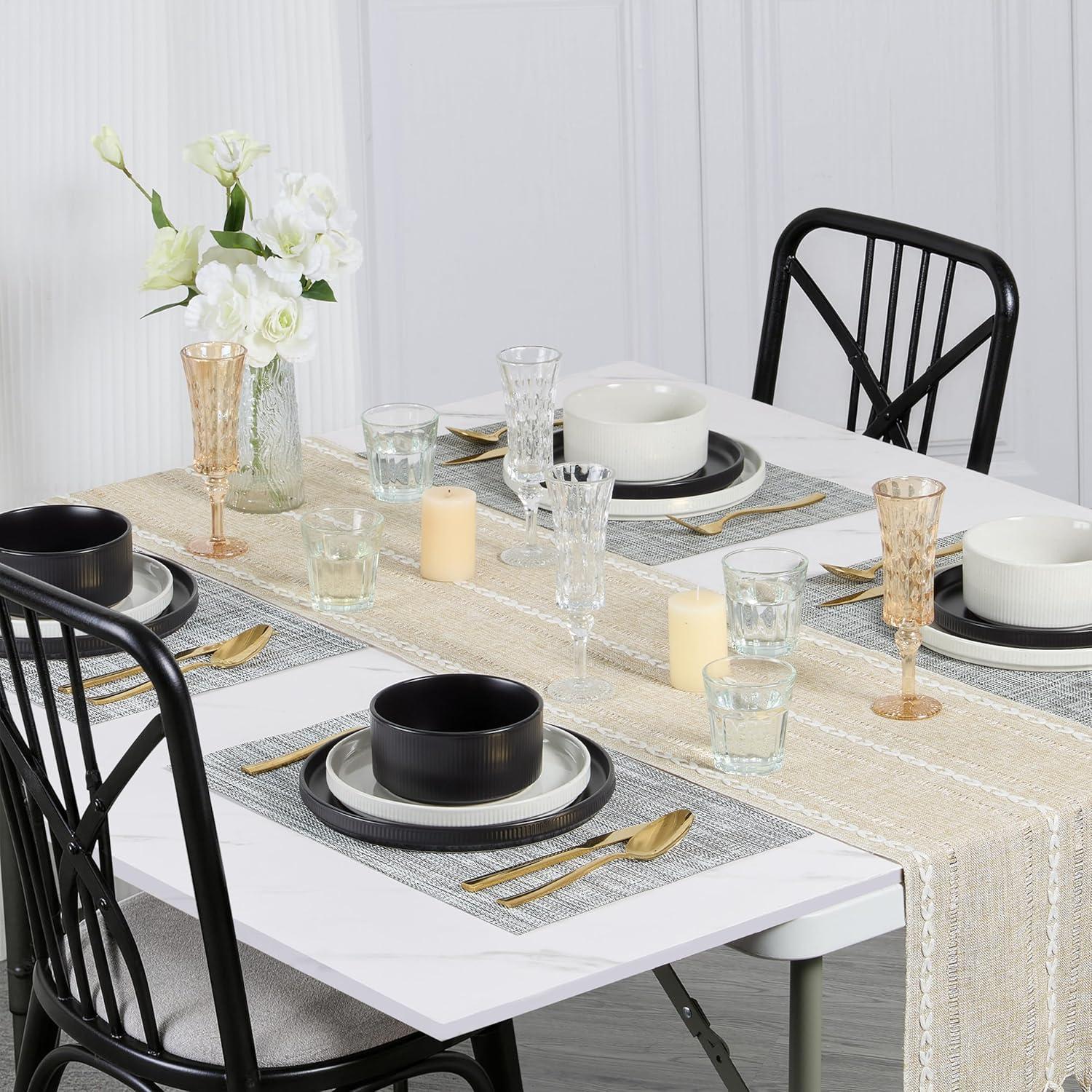 imageEfar Stoneware Dinnerware Sets for 2 6Piece Plates and Bowls Sets Chip amp Scratch Resistant Ribbed Dish Set for Home Restaurant Microwave amp Dishwasher Safe Midnight BlueSpeckled White Matte Black