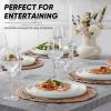 E-far 7.9 Inch Ceramic Dinner Plates, 6-Piece Stoneware Salad Plates with Raised Edges, Chip & Scratch Resistant | Microwave & Dishwasher Safe Dessert Dishes for Appetizer Salad, Speckled Khaki(Speckled White)