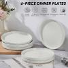 E-far 7.9 Inch Ceramic Dinner Plates, 6-Piece Stoneware Salad Plates with Raised Edges, Chip & Scratch Resistant | Microwave & Dishwasher Safe Dessert Dishes for Appetizer Salad, Speckled Khaki(Speckled White)