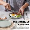 E-far 7.9 Inch Ceramic Dinner Plates, 6-Piece Stoneware Salad Plates with Raised Edges, Chip & Scratch Resistant | Microwave & Dishwasher Safe Dessert Dishes for Appetizer Salad, Speckled Khaki(Mist Green)