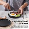 E-far 7.9 Inch Ceramic Dinner Plates, 6-Piece Stoneware Salad Plates with Raised Edges, Chip & Scratch Resistant | Microwave & Dishwasher Safe Dessert Dishes for Appetizer Salad, Speckled Khaki(Matte Black)