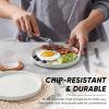 E-far 7.9 Inch Ceramic Dinner Plates, 6-Piece Stoneware Salad Plates with Raised Edges, Chip & Scratch Resistant | Microwave & Dishwasher Safe Dessert Dishes for Appetizer Salad, Speckled Khaki(Speckled White)