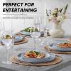 E-far White Dinner Plates Set of 6, 10.5 Inch Stoneware Dinner Plates with Raised Edges, Chip & Scratch Resistant | Microwave & Dishwasher Safe Modern Ceramic Dishes for Dessert Salad, Speckled White(Haze Gray)