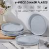 E-far White Dinner Plates Set of 6, 10.5 Inch Stoneware Dinner Plates with Raised Edges, Chip & Scratch Resistant | Microwave & Dishwasher Safe Modern Ceramic Dishes for Dessert Salad, Speckled White(Haze Gray)