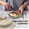 E-far White Dinner Plates Set of 6, 10.5 Inch Stoneware Dinner Plates with Raised Edges, Chip & Scratch Resistant | Microwave & Dishwasher Safe Modern Ceramic Dishes for Dessert Salad, Speckled White(Deep Khaki)