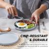 E-far White Dinner Plates Set of 6, 10.5 Inch Stoneware Dinner Plates with Raised Edges, Chip & Scratch Resistant | Microwave & Dishwasher Safe Modern Ceramic Dishes for Dessert Salad, Speckled White(Haze Gray)