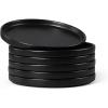 E-far 7.9 Inch Ceramic Dinner Plates, 6-Piece Stoneware Salad Plates with Raised Edges, Chip & Scratch Resistant | Microwave & Dishwasher Safe Dessert Dishes for Appetizer Salad, Speckled Khaki(Matte Black)