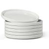 E-far 7.9 Inch Ceramic Dinner Plates, 6-Piece Stoneware Salad Plates with Raised Edges, Chip & Scratch Resistant | Microwave & Dishwasher Safe Dessert Dishes for Appetizer Salad, Speckled Khaki(Speckled White)